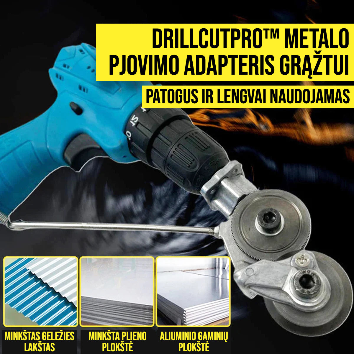 DrillCutPro™ Metalo Pjovimo Adapteris Grąžtui | Patogus Grąžto Adapteris