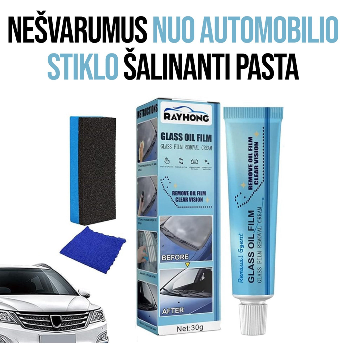 Nešvarumus Nuo Automobilio Stiklo Šalinanti Pasta