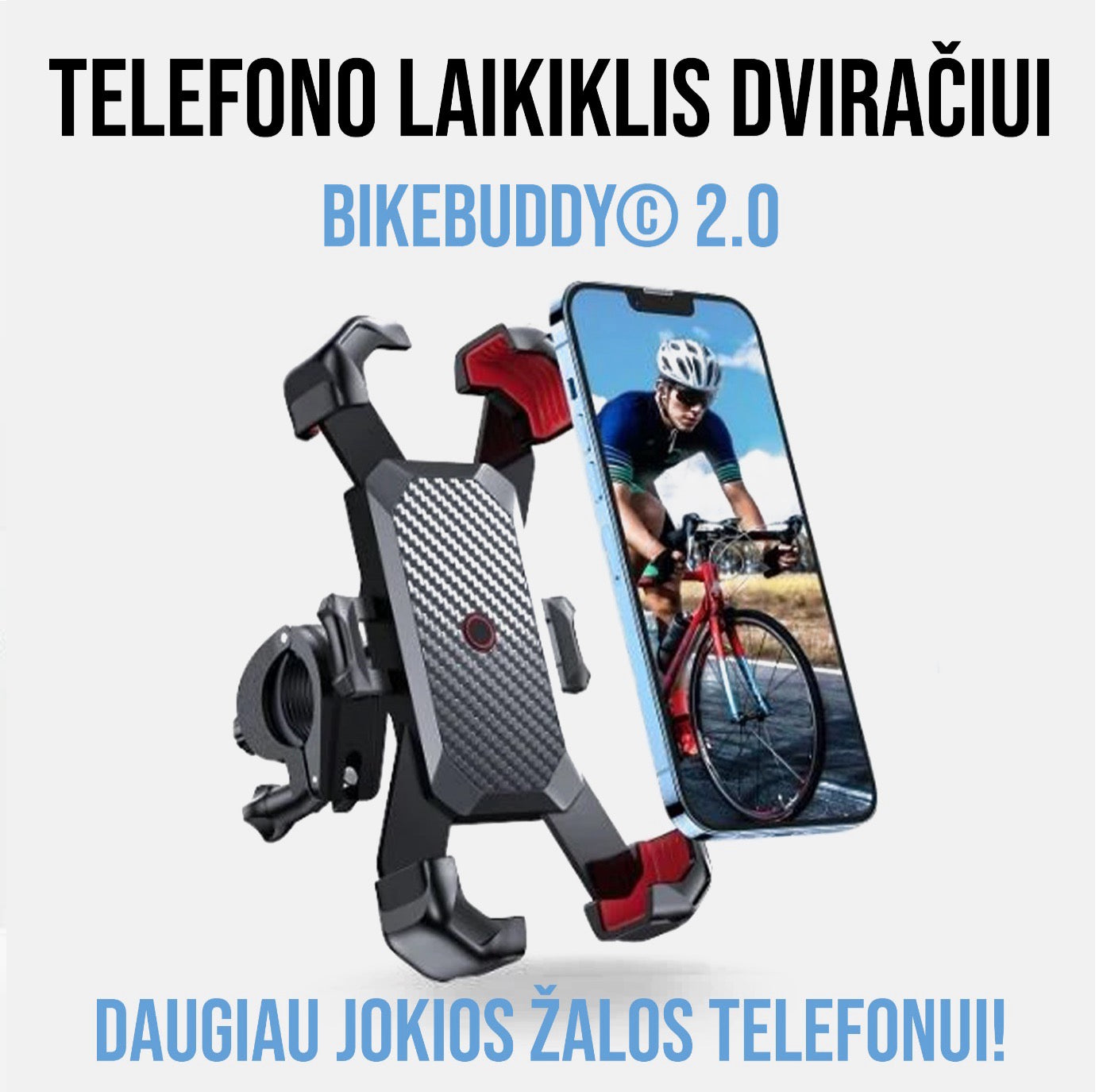 Bikebuddy 2.0™ Telefono Laikiklis Dviračiui | Daugiau Jokios Žalos Telefonui