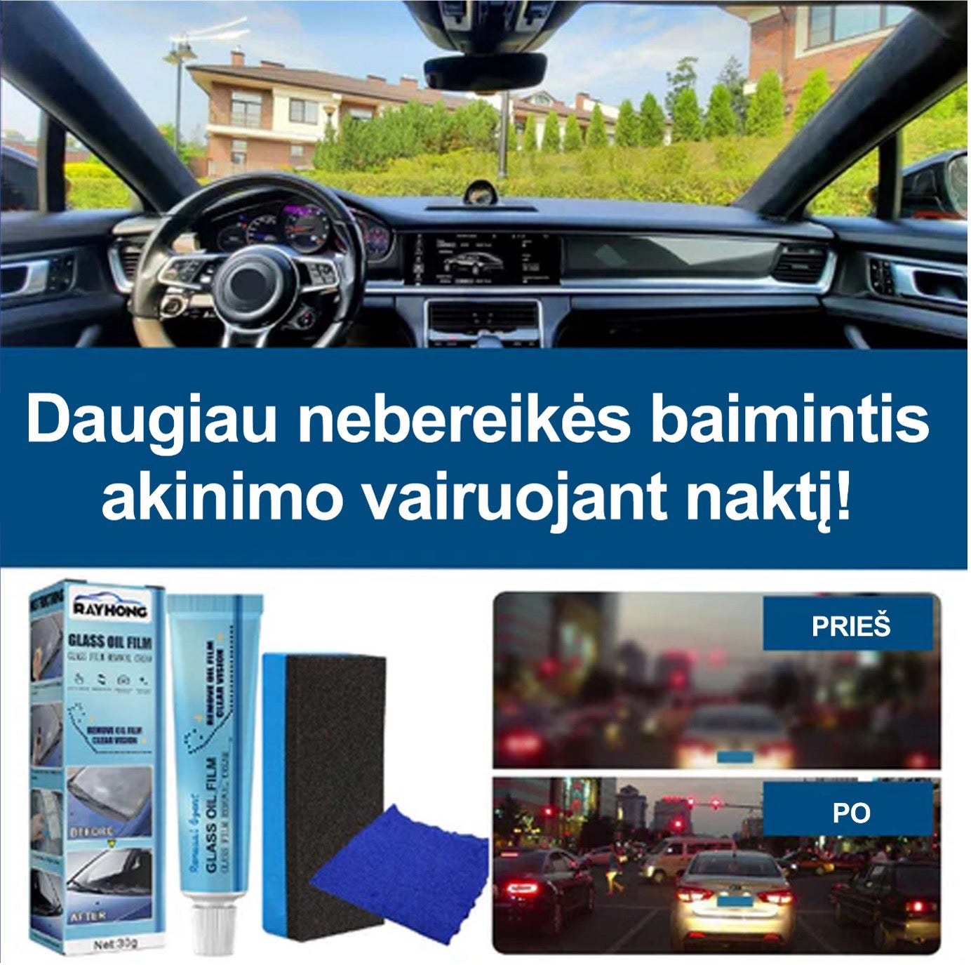 Nešvarumus Nuo Automobilio Stiklo Šalinanti Pasta