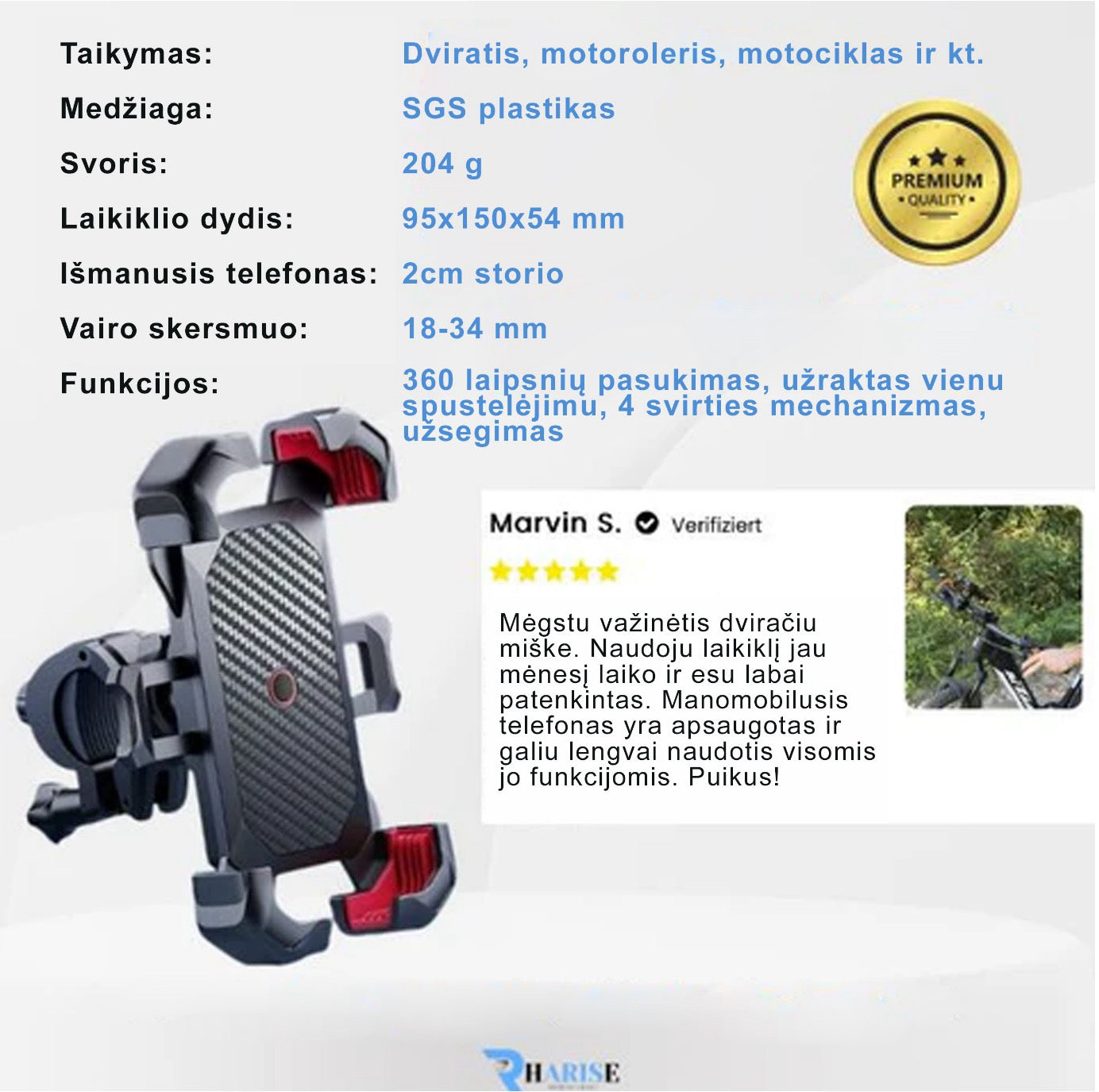 Bikebuddy 2.0™ Telefono Laikiklis Dviračiui | Daugiau Jokios Žalos Telefonui