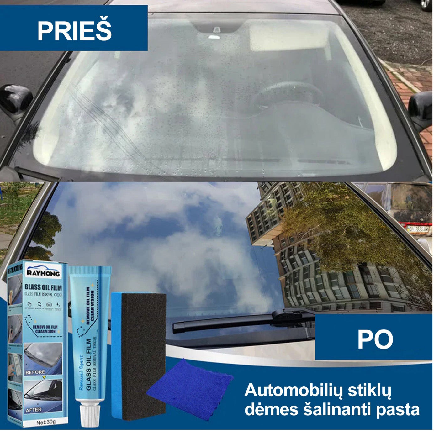 Nešvarumus Nuo Automobilio Stiklo Šalinanti Pasta