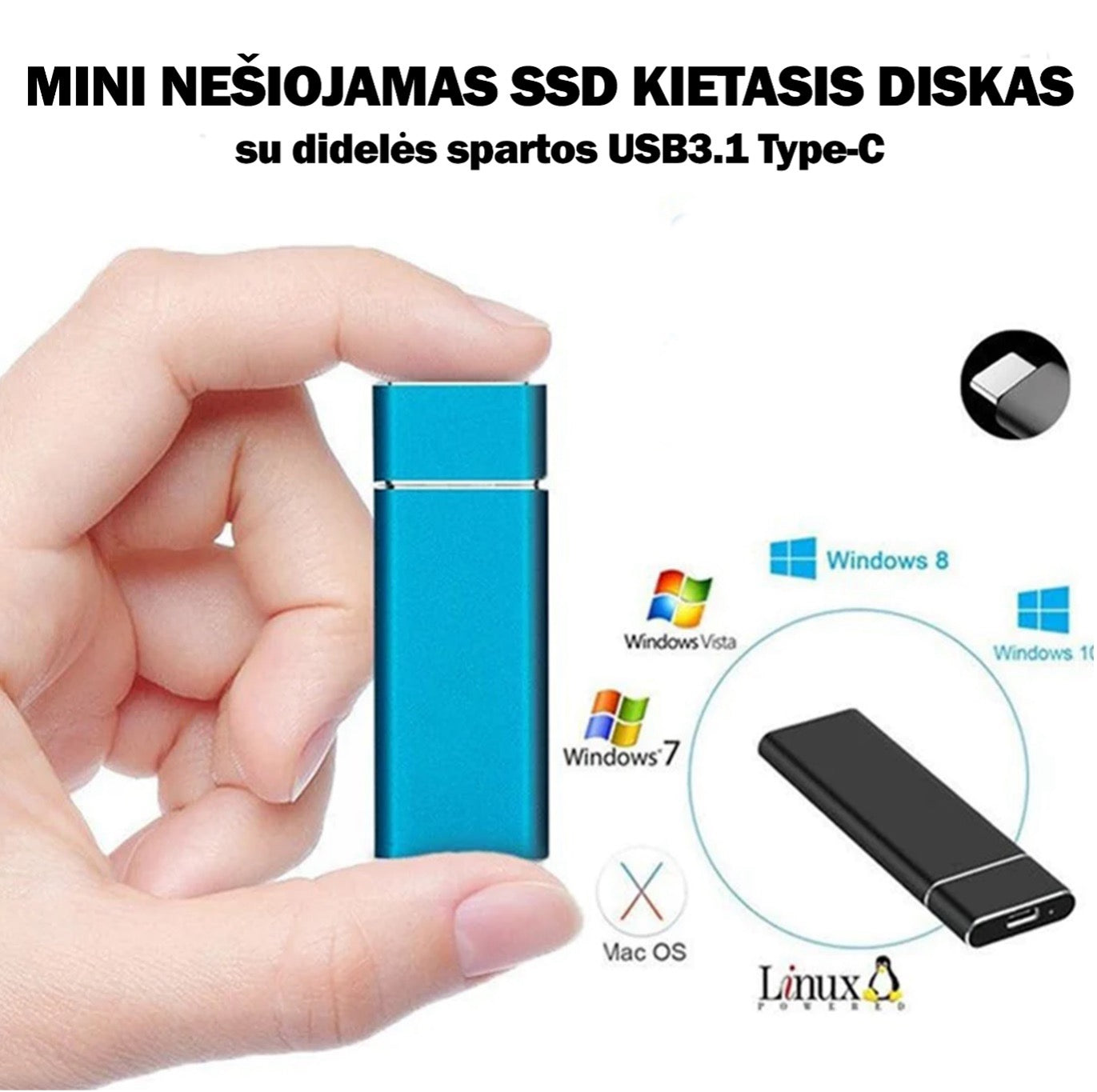 SSD Išorinis Kietasis Diskas | Itin Spartus