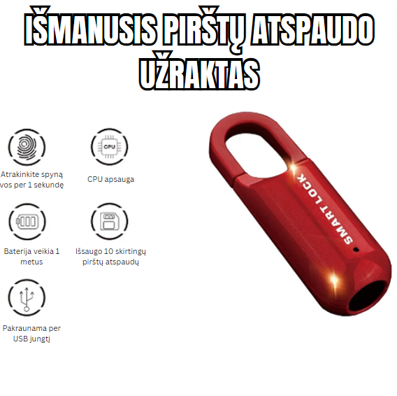 SmartLock™ Išmanusis Pirštų Atspaudo Užraktas | Nebereikės Nešiotis Rakto